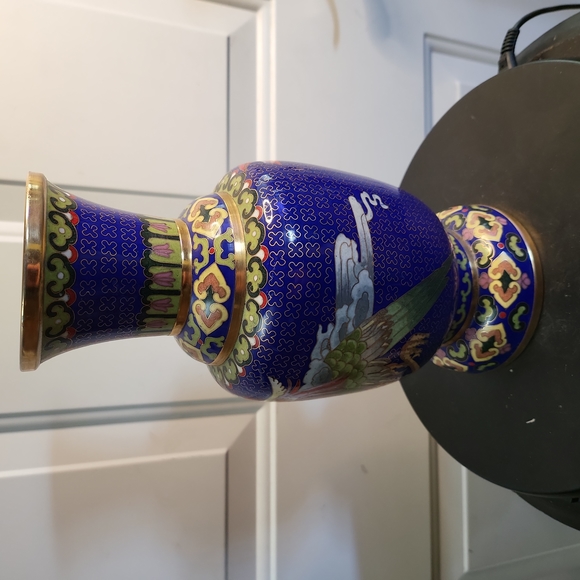 Vintage Chinese Cloisonne Enamel Phoenix Vase - Picture 2 of 14